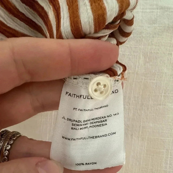 ASO Heidi Klum Faithfull The Brand Tilos Striped Jumpsuit Tie Front Keyhole 6/M - Picture 9 of 9